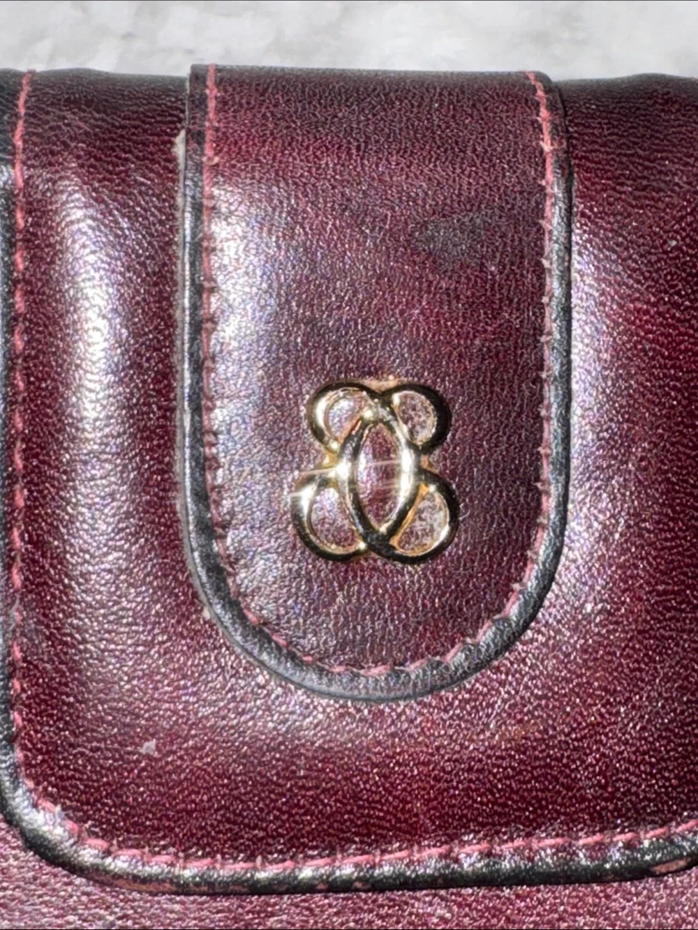Di Lido Vintage Leather Continental Wallet in Deep Burgundy with Kiss Lock - Picture 8 of 8